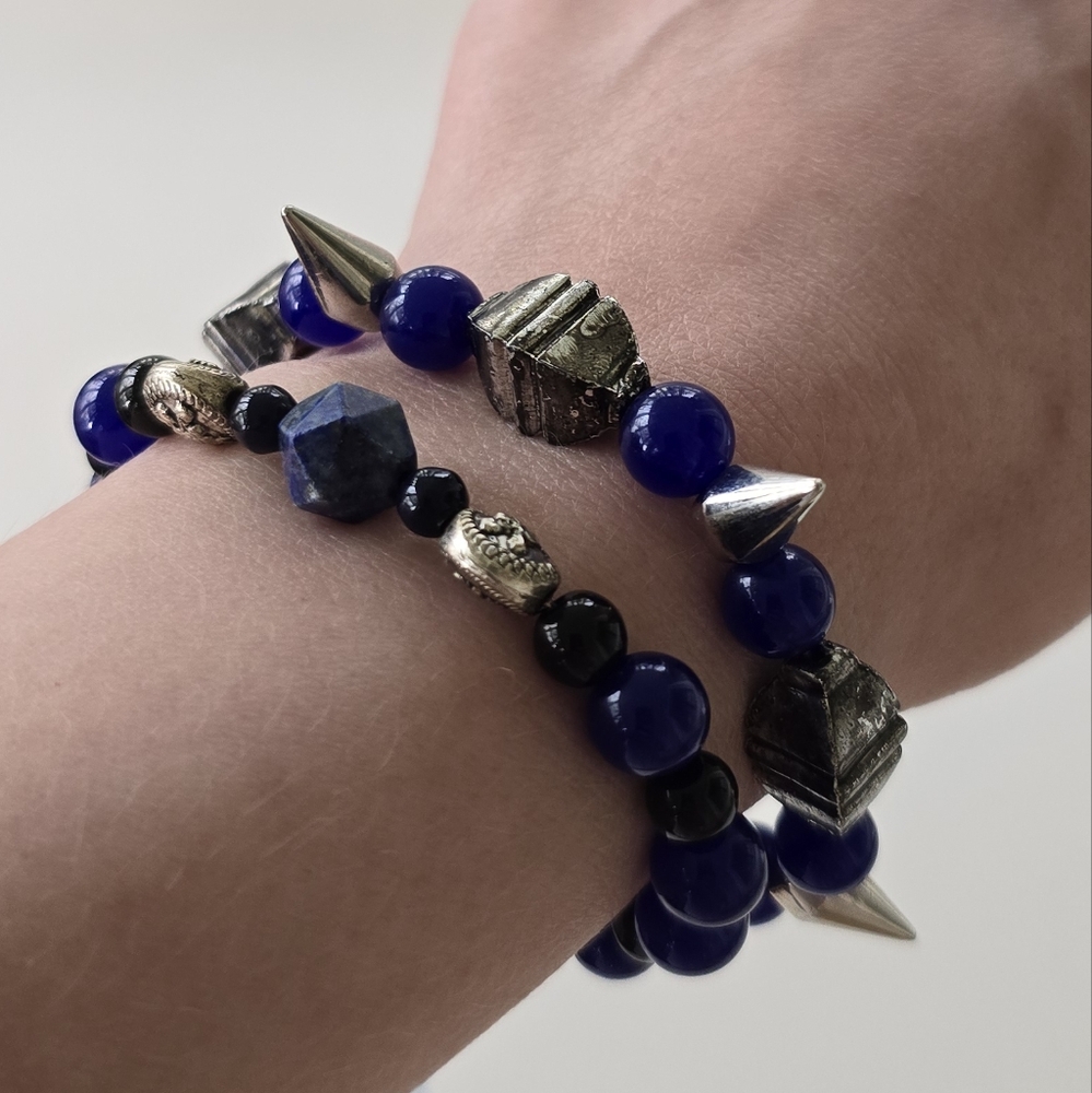💙 Spiked Blue Dragon Bracelet Set